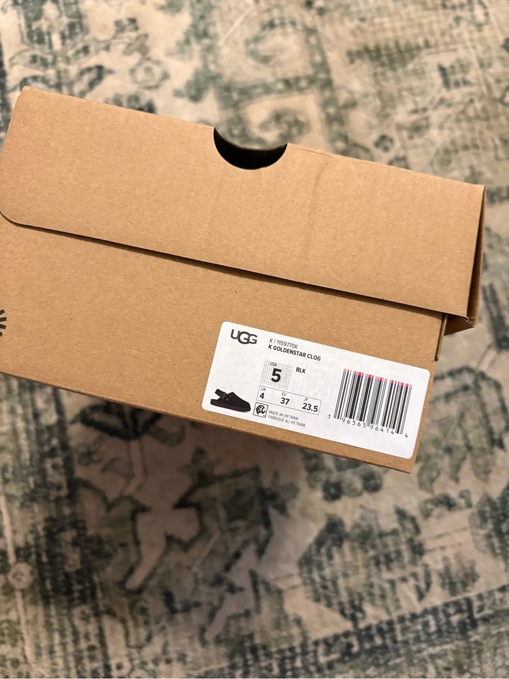 UGG Kids Black Suede Slip-On Clogs with Hook-and-Loop Strap